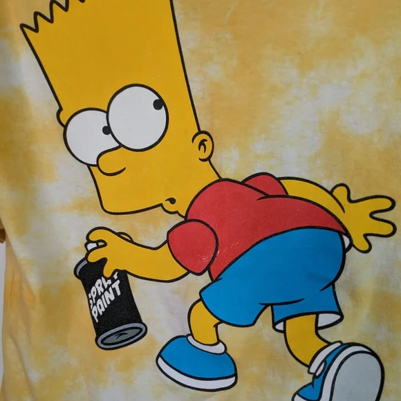 Vtg The Simpsons T Shirt S Yellow Tie Dye Sorry or Whatever Bart Simpson Graphic - Picture 3 of 10